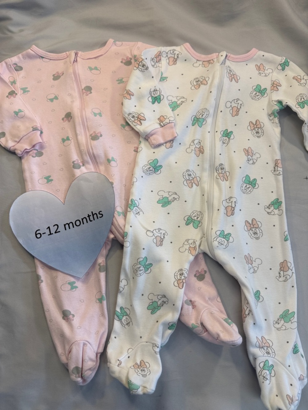 Disney Pink and White Minnie Mouse Footed Pajama Set
